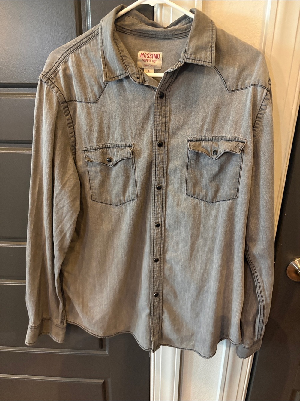 Mossimo Supply Co. Men's Washed Gray Western Button-Down Shirt